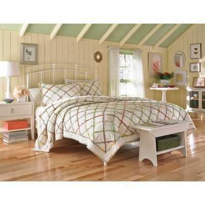 Ivory Cotton Diamond Pattern Sham with Ruffle Trim