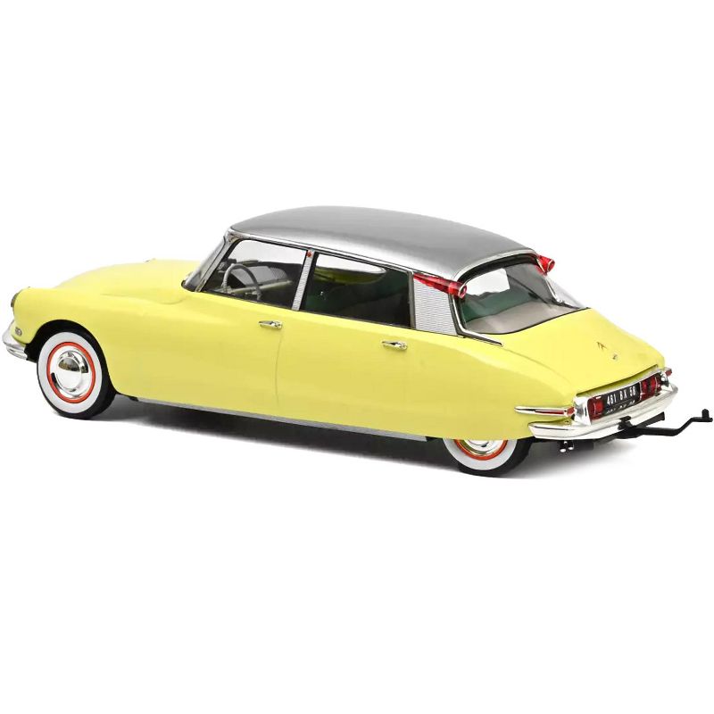 1960 Citroen DS 19 Jonquille Yellow with Silver Top and Caravan Digue Panoramic Trailer Beige 1/18 Diecast Model Car by Norev, 2 of 6