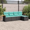 vidaXL 5 Piece Patio Sofa Set with Cushions Black Poly Rattan - Black with Storage 5 Piece - 2 of 4