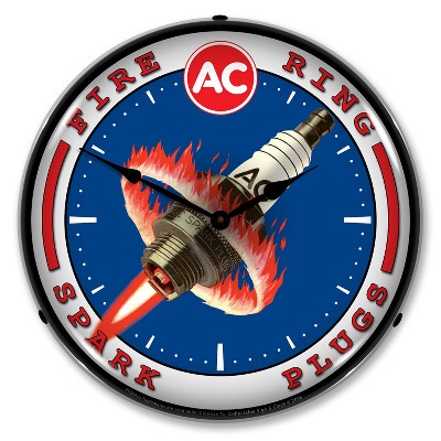 Collectable Sign & Clock | AC Spark Plugs LED Wall Clock Retro/Vintage, Lighted