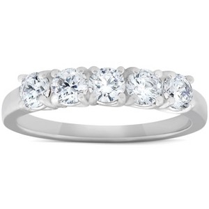 Pompeii3 1 Ct Diamond Five Stone Tellis Wedding Ring 14k White Gold - 1 of 4