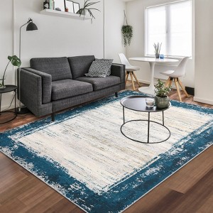 Modern Bordered Area Rugs for Bedroom Machine Washable Living Room Rug - 1 of 4