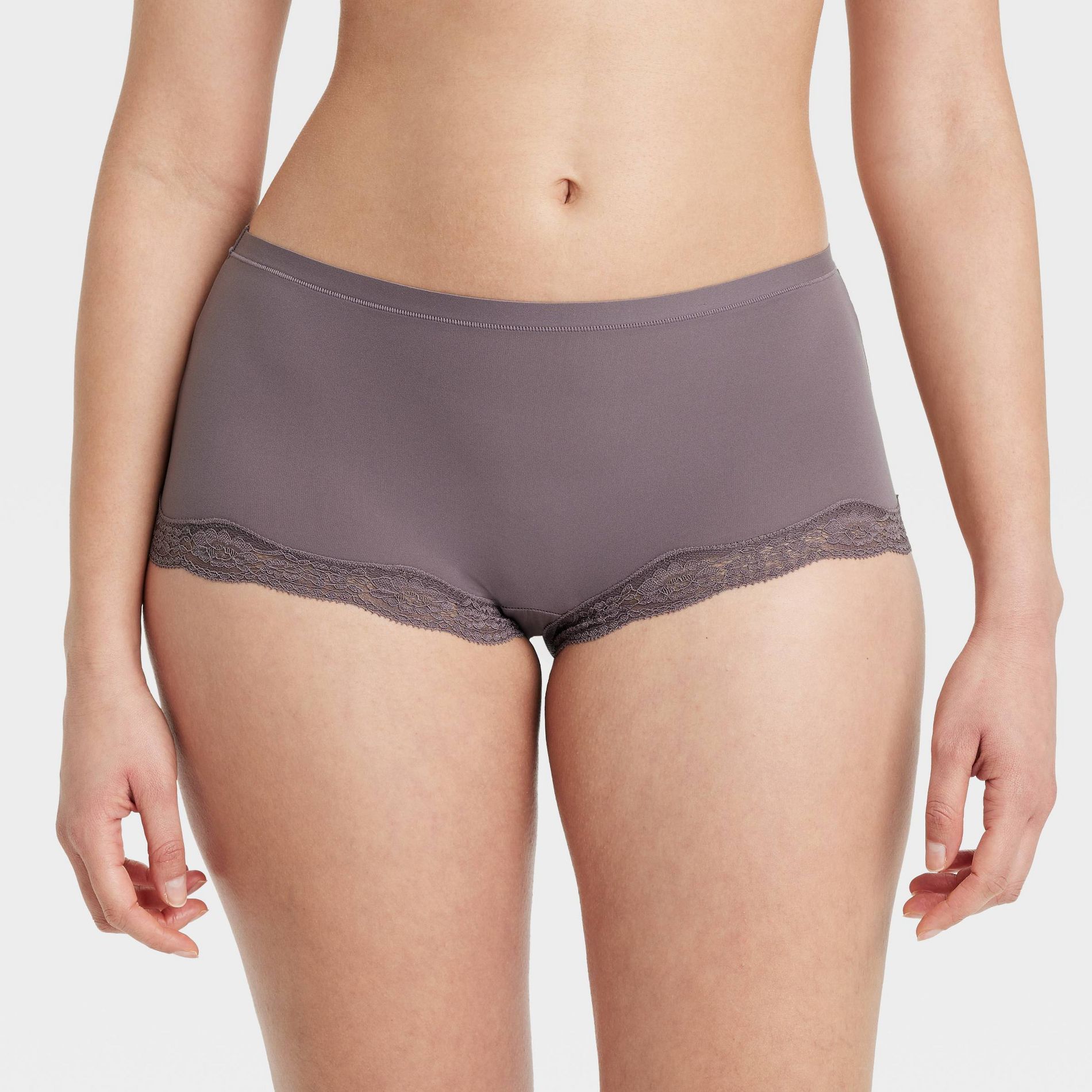 Women's Luxe Stretch Boy Shorts - Auden™ Mauve Gray XL: Lightweight Knit, Jersey Fabric, Cotton Gusset, Full Waistband Elastic