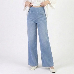 Anna-Kaci Women's High Waist Wide Leg Denim Pants with Pull On