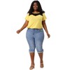 Agnes Orinda Women's Plus Size Mid-Rise Curvy Skinny Stretch Denim Jean Capri - 3 of 4