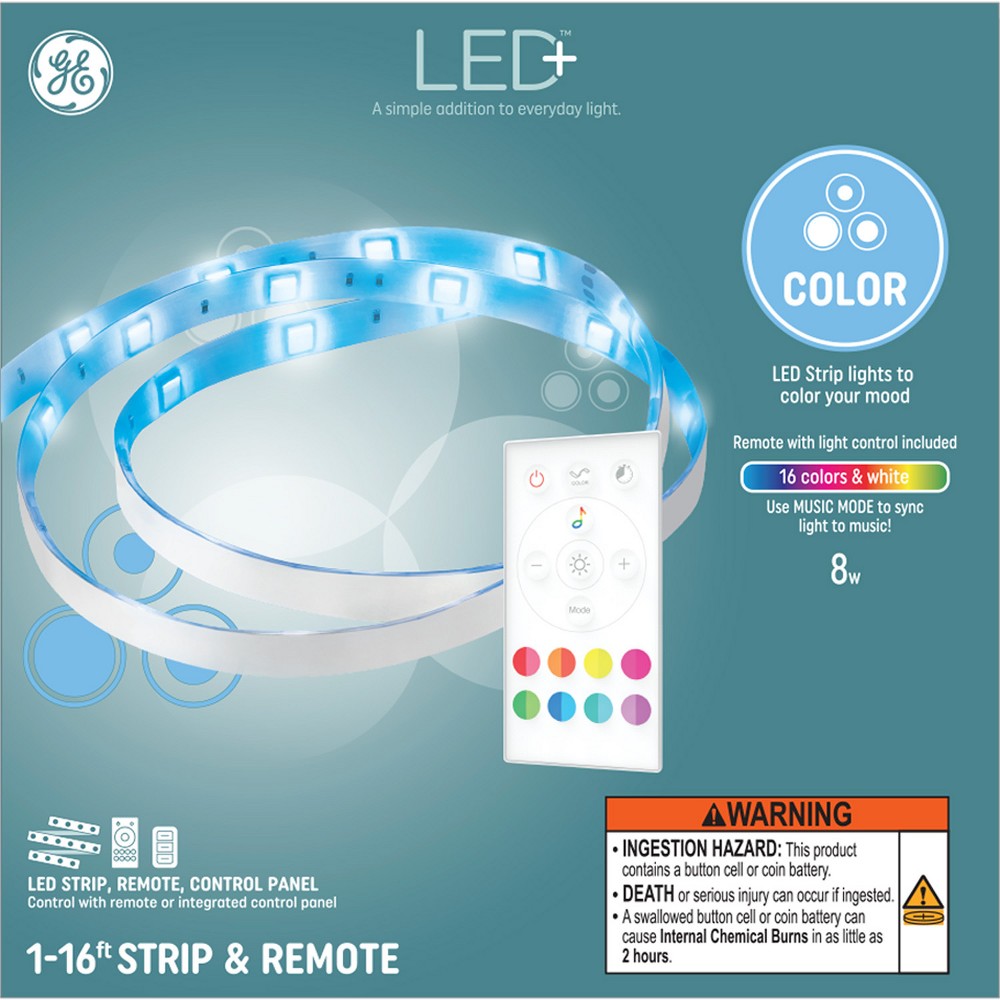 Photos - Floodlight / Garden Lamps General Electric GE 16ft Remote and Control Panel Included LED+ Color Changing Light Strip 