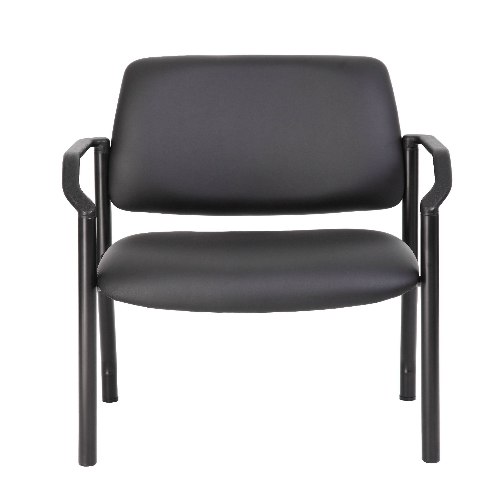 500lbs Guest Chair Antimicrobial Black - Boss Office Products: Sturdy Mid Back, Fixed Arms, Metal Frame