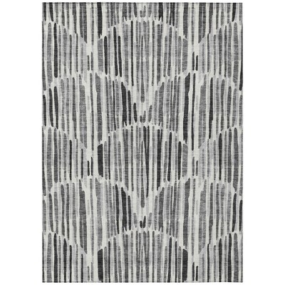 Gray Ivory And Charcoal Abstract Washable Indoor Outdoor Area Rug