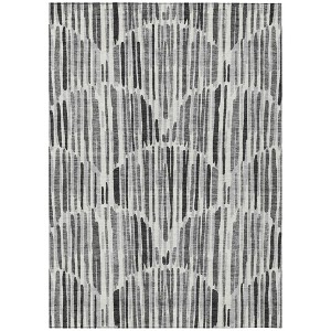 Gray Ivory And Charcoal Abstract Washable Indoor Outdoor Area Rug - 1 of 4