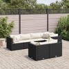 vidaXL Patio Lounge Set with Cushions Sectional Sofa Garden Backyard Poly Rattan - Black and Cream 7 Piece - 2 of 4