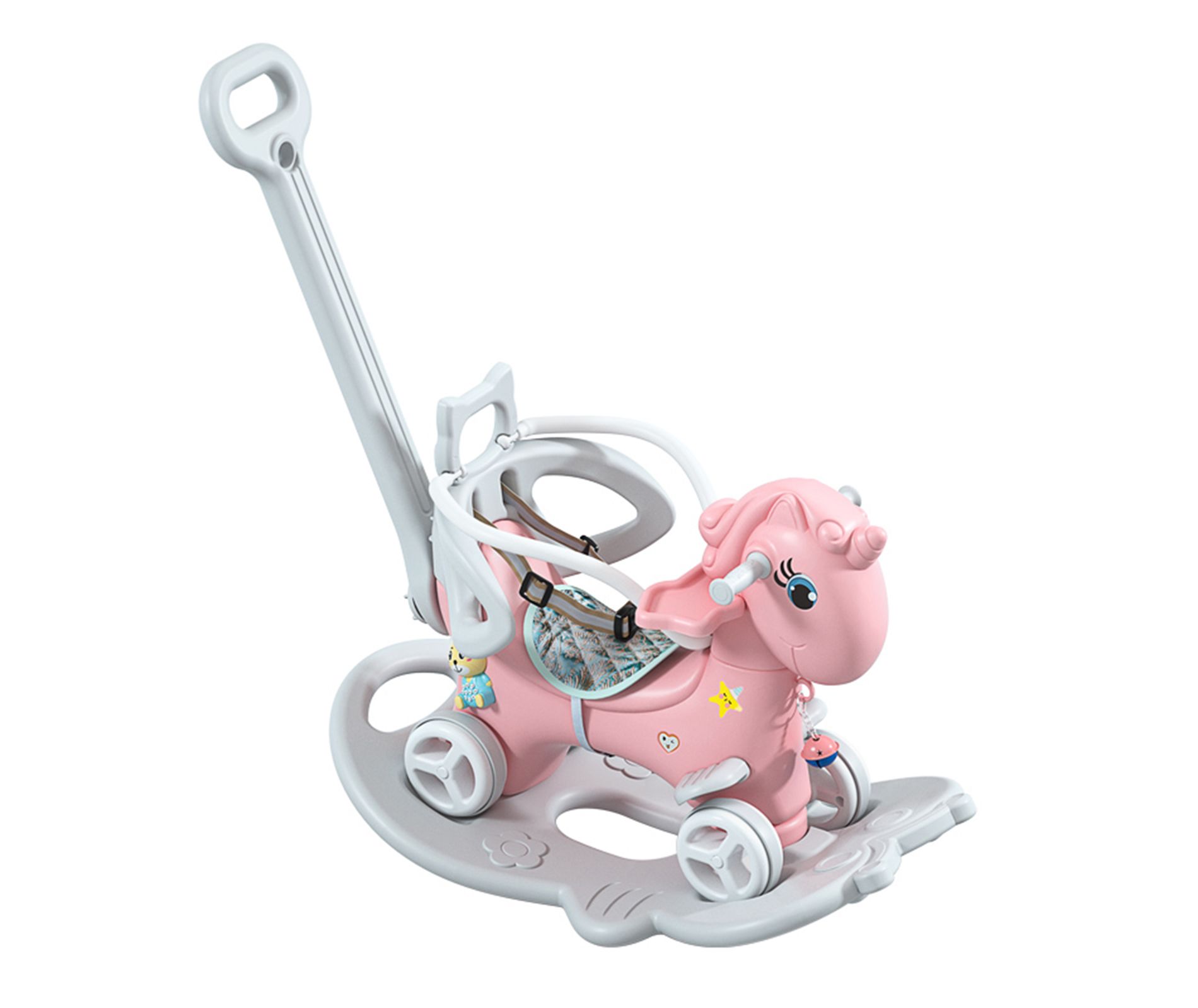 4 in 1 Rocking Horse for Toddlers 1-3 Years Old, Baby Rocking Toy Fun Birthday Gift, Ride on Toy with Detachable Balance Board and Footrest