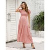 Coolmee Women's Summer Maternity Midi Dress Casual Puff Short Sleeve Square Neck Smocked Tiered Ruffle Sundresses - 4 of 4