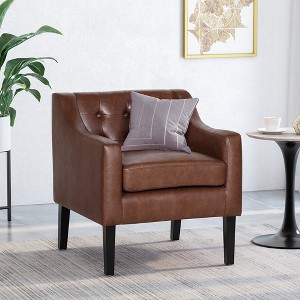 Sofa Chair, Accent Chair With Tapered Rubber Legs, Sloped Armrest, Button-tufted Modern Single Sofa Reading Chair For Living Room Bedroom Home Office - 1 of 4