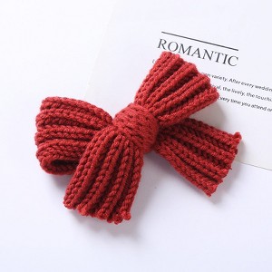 MyKids-Usa Baby Solid Color Big Knitted Bow Handmade Hairpin - 1 of 4