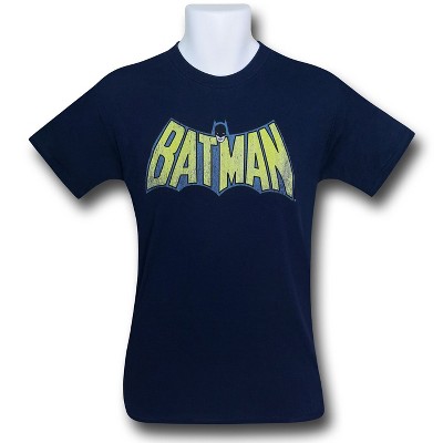 Mens Batman Distressed Logo Navy T-Shirt