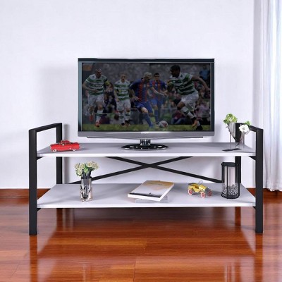 INFURNIC TV Stands and Consoles Modern TV Stand with Open Shelves and Metal Legs Stylish Storage for Living Room, White, 14"*47"*24"