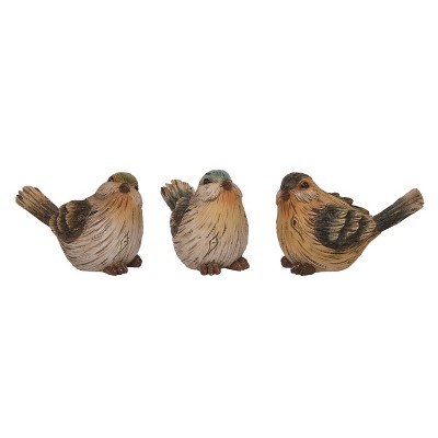 Transpac Resin Colorful Carved Bird Set of 3 Spring Home Decorations