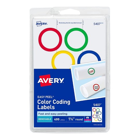 Avery Printable Removable Color-coding Labels 1 1/4" Dia Assorted 400/bx 5407 : Target