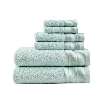 Vynxaria Seafoam 6 Piece Antimicrobial Cotton Tencel Towel Set