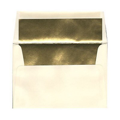 JAM Paper A8 Foil Lined Invitation Envelopes 5.5 x 8.125 Ecru with Gold Foil 332417064I