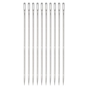 Unique Bargains Stainless Steel Large Eye Straight Embroidery Hand Sewing Needle 10 Pcs - 1 of 4