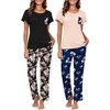 Ekouaer 2 Pack Womens Pajama Sets Short Sleeve with Long Pajama Pant Set Soft Sleepwear Printed Pj Lounge Sets with Pockets - 3 of 4