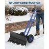 Heavy-Duty Rolling Snow Shovel, 29" Blade, 3-Size Metal Blade & Adjustable Handle, with Wheels for Driveway and Sidewalk - 2 of 4