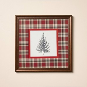 12"x12" Vintage Red Plaid Matte Tree Framed Wall Art - Hearth & Hand™ with Magnolia - 1 of 3