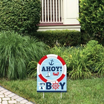 Big Dot of Happiness Ahoy It's a Boy - Outdoor Lawn Sign - Nautical Baby Shower Yard Sign - 1 Piece