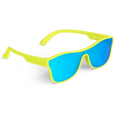 single shield neon yellow frame mirror blue lens ("moonwalker")