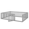 CAVINAS Twin Size Bed Frame, Wood Daybed Frame with Fence and Door, Floor Bed for Kids, Teens, Girls, Boys, Floor Platform Bed - 3 of 4