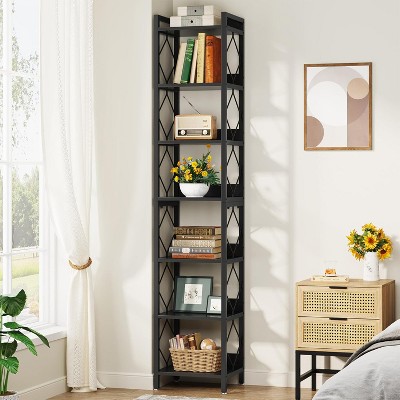 Hommoo 78.7 Inch Tall Narrow Corner Bookshelf