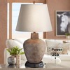 360 Lighting Bentley Rustic Farmhouse Table Lamp 29" Tall Brown Leaf with Dimmable USB Workstation Base Off White Empire Shade for Bedroom Living Room - 2 of 4