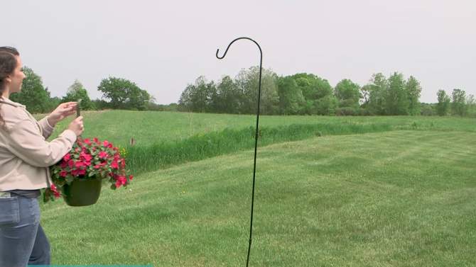 Sunnydaze Outdoor Heavy-Duty Steel Garden Hanging Bird Feeder Plant Shepherd Hooks - Black - 2pk, 2 of 10, play video