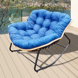 Lyngins Modern Indoor&Outdoor Leisure Wicker Rocking Chair with Padded Cushion,Larger Accent Royal Chair for Living Room,Garden - 1 of 4
