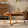 Retro Splicing Round Coffee Table, Modern Coffee Table With Fir Wood Table Top And Metal Cross Legs Base For Living Room Home Office - 2 of 4