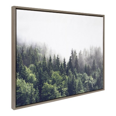Lush Green Forest on a Foggy Day Landscape Canvas Print