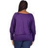 24seven Comfort Apparel Plus Size Round Neck Long Blouson Sleeve Banded Bottom Top - 3 of 4