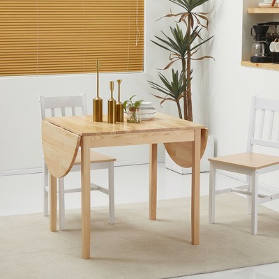VYNXARIA 55" Solid Wood Kitchen Table, Drop Leaf Tables for Small Spaces, Folding Dining Table, Natural