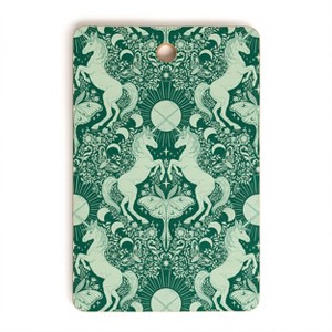 Avenie Unicorn Damask Green Cutting Board Rectangle -Deny Designs - 1 of 3