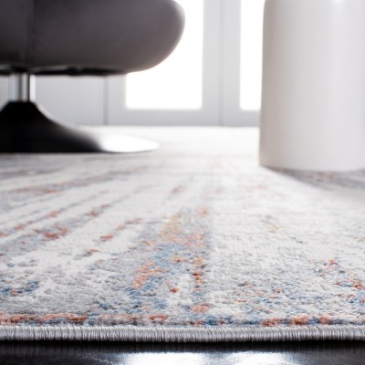 Amelia Hand-Knotted Grey & Rust Round Synthetic Rug