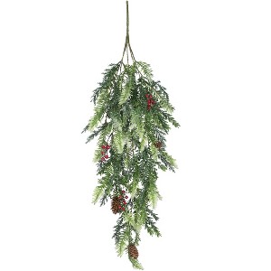 Sullivans Artificial Pine and Hemlock Iced Spray 30"H Green - 1 of 3