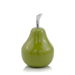 HomeRoots 7" Green Aluminum Decorative Pear Tabletop Sculpture - 1 of 4