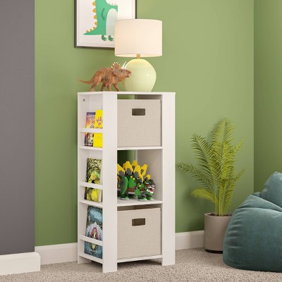 White Kids Bookshelf and Toy Organizer with Cubbies