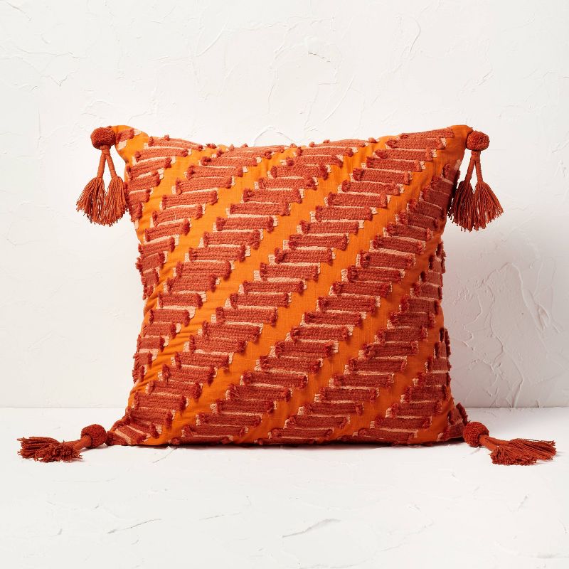 Oversized Embroidered Geometric Patterned Square Throw Pillow - Opalhouse™ designed with Jungalow™, 1 of 8