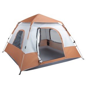 NAYSAYE Camping Tent 4 Person Spring Quick Open Tent with Mesh Design for Camping, White and Khaki - 1 of 4
