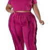 Slickblue Plus Crop Top Two-Piece Set with Elastic Waist Drawstring Pants, Berry/Mocha/Salmon, Size 1XL-3XL - 2 of 4