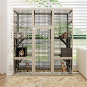 ORRD Large Gray Wooden Outdoor Catio with 5 Platforms & 2 Resting Boxes, Waterproof UV-Resistant Cat Enclosure Shelter - 1 of 4