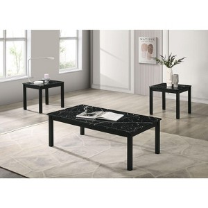 Sapphtopaz Modern Coffee Table with 2 End Tables Living Room Table Set Durable Center Table for Living Room,3pcs - 1 of 4