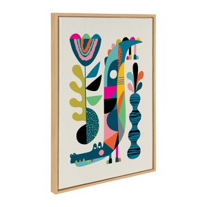 Sylvie Mid Century Crocodile Framed Canvas Wall Art by Rachel Lee Natural - Kate and Laurel - 1 of 4